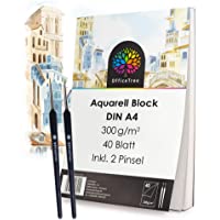 OfficeTree Papel de Acuarela A4-40 Hojas 300 gr-m2 - Bloc de Dibujo para Acuarela - Papel para Acuarelas y Pintar - 2…